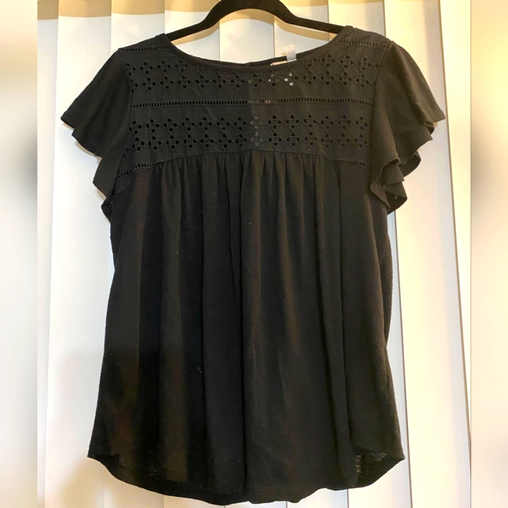 Society Girl XL Lace Black Girly Top Babydoll